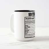 Tasse 2 Couleurs Funny Sister Nutrition Facts (Devant gauche)