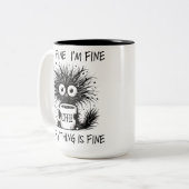 Tasse 2 Couleurs Funny Tired Coffee Monster Everything Fine (Devant gauche)