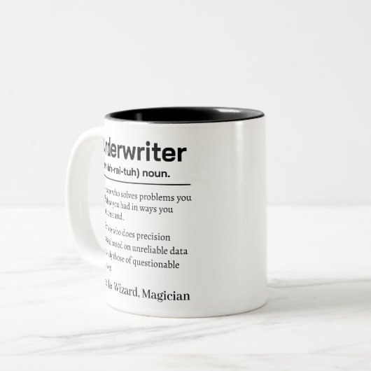 Tasse 2 Couleurs Funny Underwriter Definition (Devant gauche)