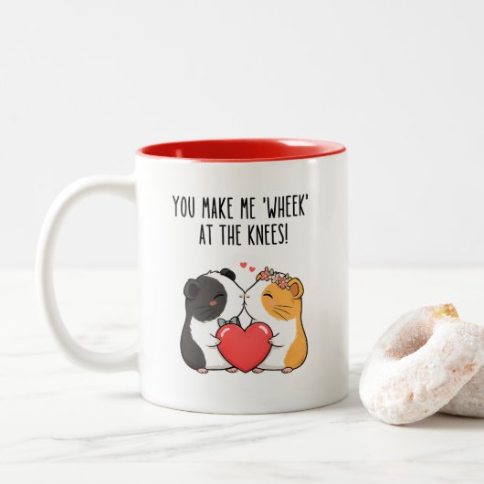 Tasse 2 Couleurs Funny Valentine’s Day Guinea Pig Mug, (Avec donut)