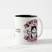 Tasse 2 Couleurs Funny Valentines, mon chat désapprouve (Devant droit)