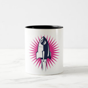 Tasse 2 Couleurs Fusée spatiale rétro