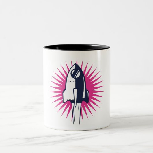 Tasse 2 Couleurs Fusée spatiale rétro (Centre)