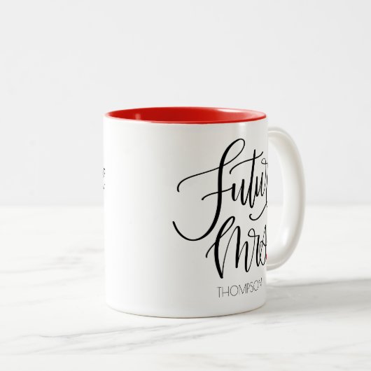 Tasse 2 Couleurs Futur Mme Typographie Design Rouge (Devant droit)