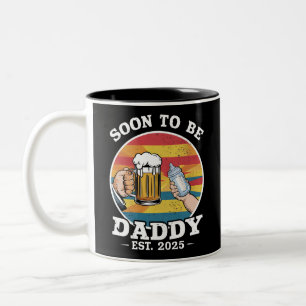 Tasse 2 Couleurs Futur Papa 2025 Premier Papa 2025 Rétro