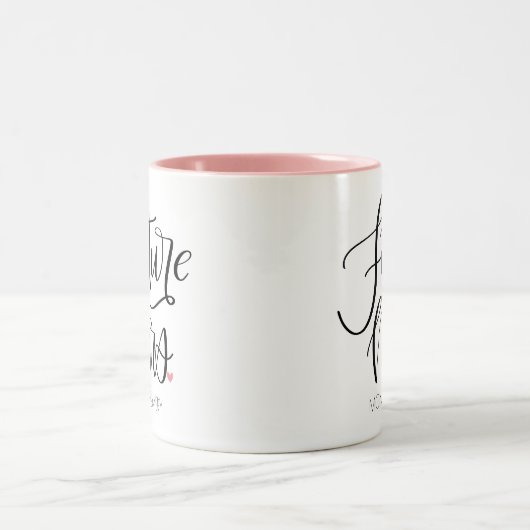 Tasse 2 Couleurs Future Mrs Calligraphy Rose Cœur Personnalisé (Centre)