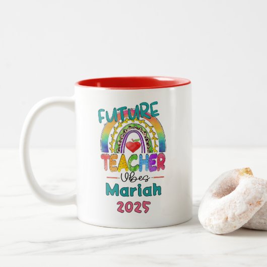 Tasse 2 Couleurs Future Teacher Personalized (Avec donut)