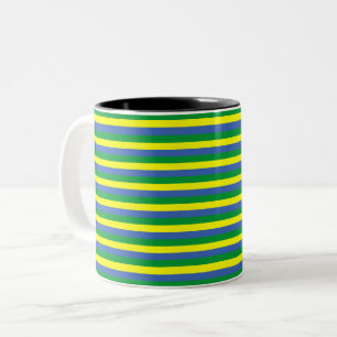 Tasse 2 Couleurs gabon drapeau rayures symbole du pays vert bleu ja