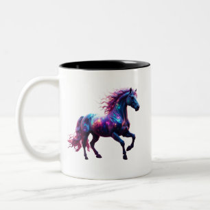 Tasse 2 Couleurs Galaxy Neon Horse Art - Imaginaire spatial dynamiq