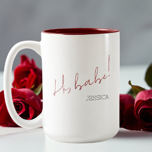 Tasse 2 Couleurs Galentine's Day Babe Red Script Simple meilleur am