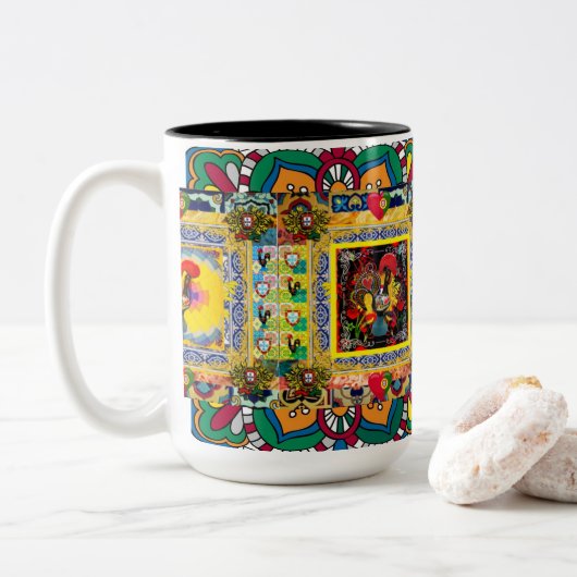 Tasse 2 Couleurs Galo de Barcelos, Portugal (Avec donut)