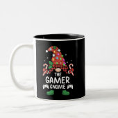 Tasse 2 Couleurs Gamer Gnome Buffalo Plaid Matching Family Xmas (Gauche)