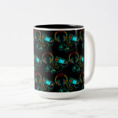 Tasse 2 Couleurs Gamer Retro Neon Motif Noir (Devant droit)