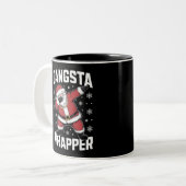 Tasse 2 Couleurs Gangsta Wrapper Dabbing Père Noël Noël (Devant gauche)