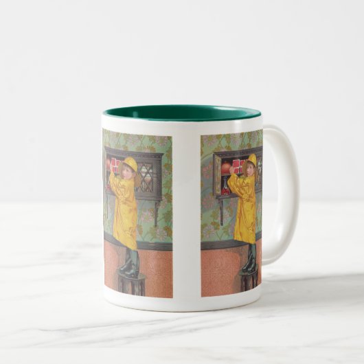 Tasse 2 Couleurs Garçon en Raincoat (Devant droit)