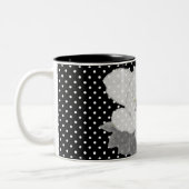 Tasse 2 Couleurs Gardenia blanche Fleur noir blanc Polka point (Gauche)