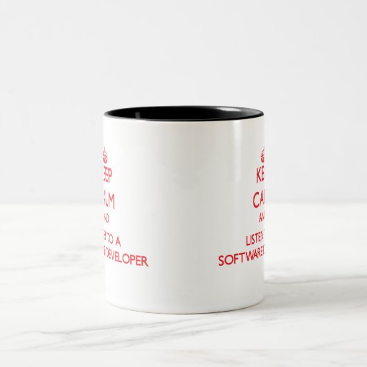 Tasse 2 Couleurs Gardez le calme et écoutez un programmateur de (Centre)