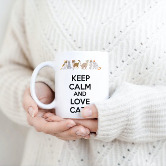 Tasse 2 Couleurs Gardez le calme et l'amour chats
