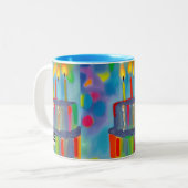 Tasse 2 Couleurs Gâteau d'anniversaire (Devant gauche)