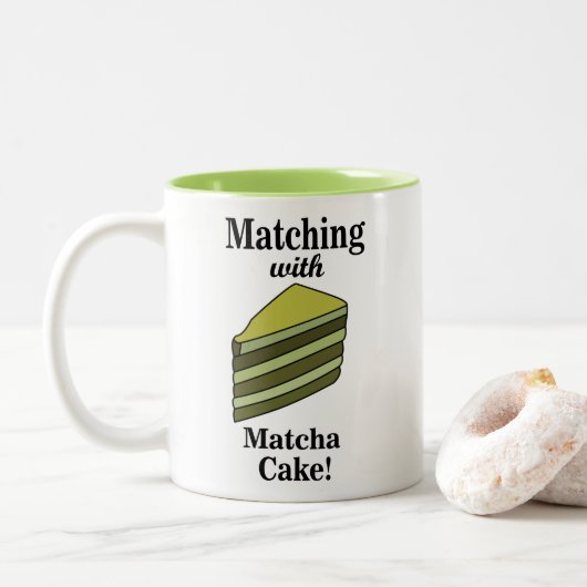 Tasse 2 Couleurs Gâteau vert Matcha amusant (Avec donut)