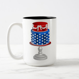 TASSE 2 COULEURS GÂTEAUX BLEUS ROUGES PATRIOTIQUES