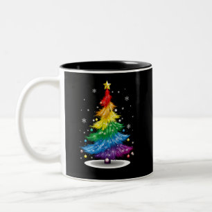 Tasse 2 Couleurs Gay LGBT Fierté Arc-en-ciel Arbre de Noël Joyeux N