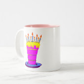 Tasse 2 Couleurs Géant gâteau d'anniversaire rose (Devant gauche)