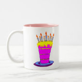 Tasse 2 Couleurs Géant gâteau d'anniversaire rose (Gauche)