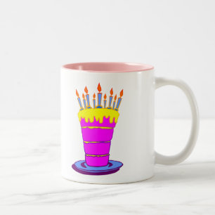 Tasse 2 Couleurs Géant gâteau d'anniversaire rose