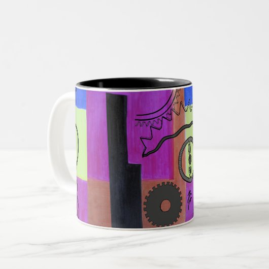 Tasse 2 Couleurs Gear bleu rose clair géométrique Abstraite (Devant gauche)