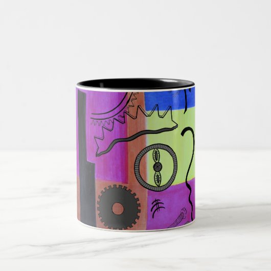 Tasse 2 Couleurs Gear bleu rose clair géométrique Abstraite (Centre)