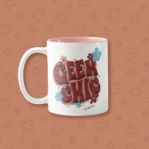 Tasse 2 Couleurs Geek Chic Lettré à la main Design de texte floral