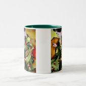 Tasse 2 Couleurs Geisha avec kimono vert olive art original (Centre)