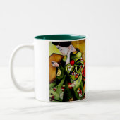 Tasse 2 Couleurs Geisha avec kimono vert olive art original (Gauche)
