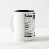Tasse 2 Couleurs Gemini Nutrition Facts (Devant gauche)