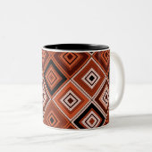 Tasse 2 Couleurs Géométrie patchwork ethnique marron orange (Devant droit)