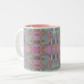 Tasse 2 Couleurs Géométrique vert violet rose (Devant gauche)