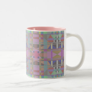 Tasse 2 Couleurs Géométrique vert violet rose