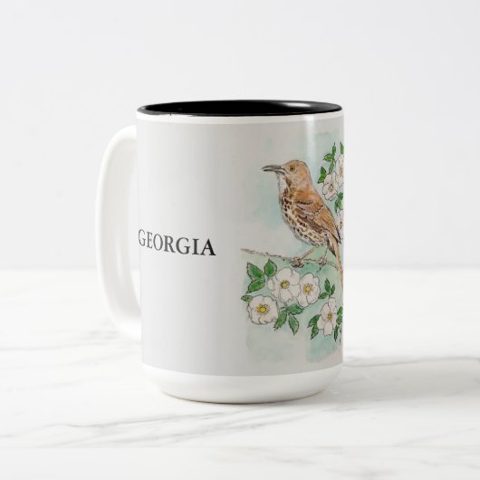 Tasse 2 Couleurs GEORGIA Oiseau d'État et fleurs (Devant gauche)