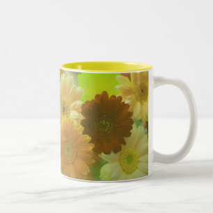 Tasse 2 Couleurs Gerbera Jaune Fleurs de marguerite Photo Art Café