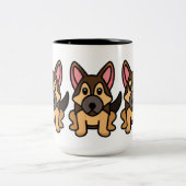 Tasse 2 Couleurs german shepherrd kawaii dessin animé noir et tan (Centre)