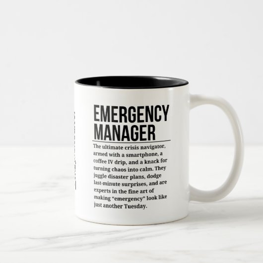 Tasse 2 Couleurs Gestionnaire d'urgence (Droit)