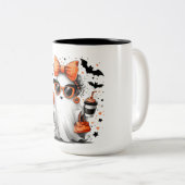 Tasse 2 Couleurs Ghost d'Halloween drôle (Devant droit)