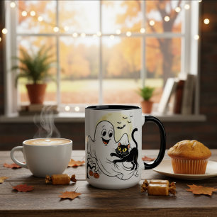 Tasse 2 Couleurs Ghost Kitten Drôle cadeau Halloween - Halloween ré