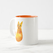 Tasse 2 Couleurs Ginger cat mignon aquarelle illustration art (Devant gauche)