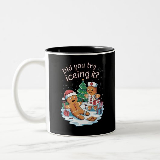 Tasse 2 Couleurs Gingerbread Homme Cookie laide Sweat Oh Snap Xmas (Gauche)