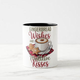 Tasse 2 Couleurs Gingerbread Wishes and Mistletoe Kisses Christmas