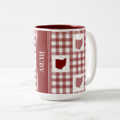 Tasse 2 Couleurs Gingham Rouge de l'Ohio (Devant droit)