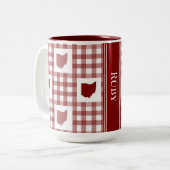 Tasse 2 Couleurs Gingham Rouge de l'Ohio (Devant gauche)