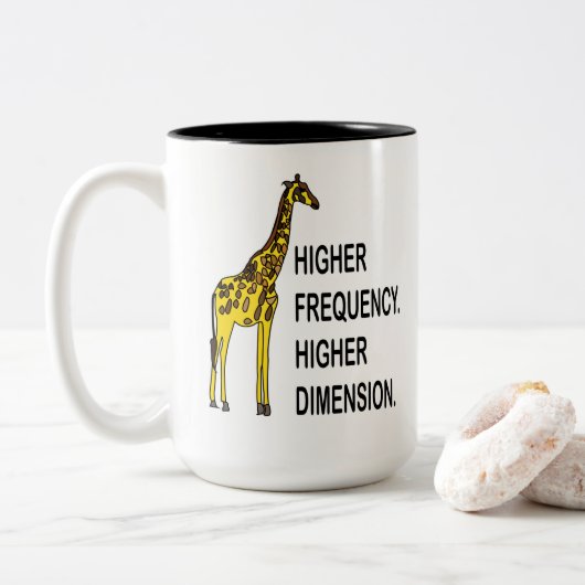 Tasse 2 Couleurs Girafe drôle de jeu de mots (Avec donut)